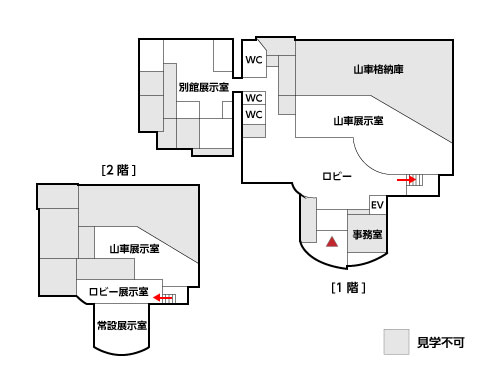みなとつるが山車会館の館内マップ